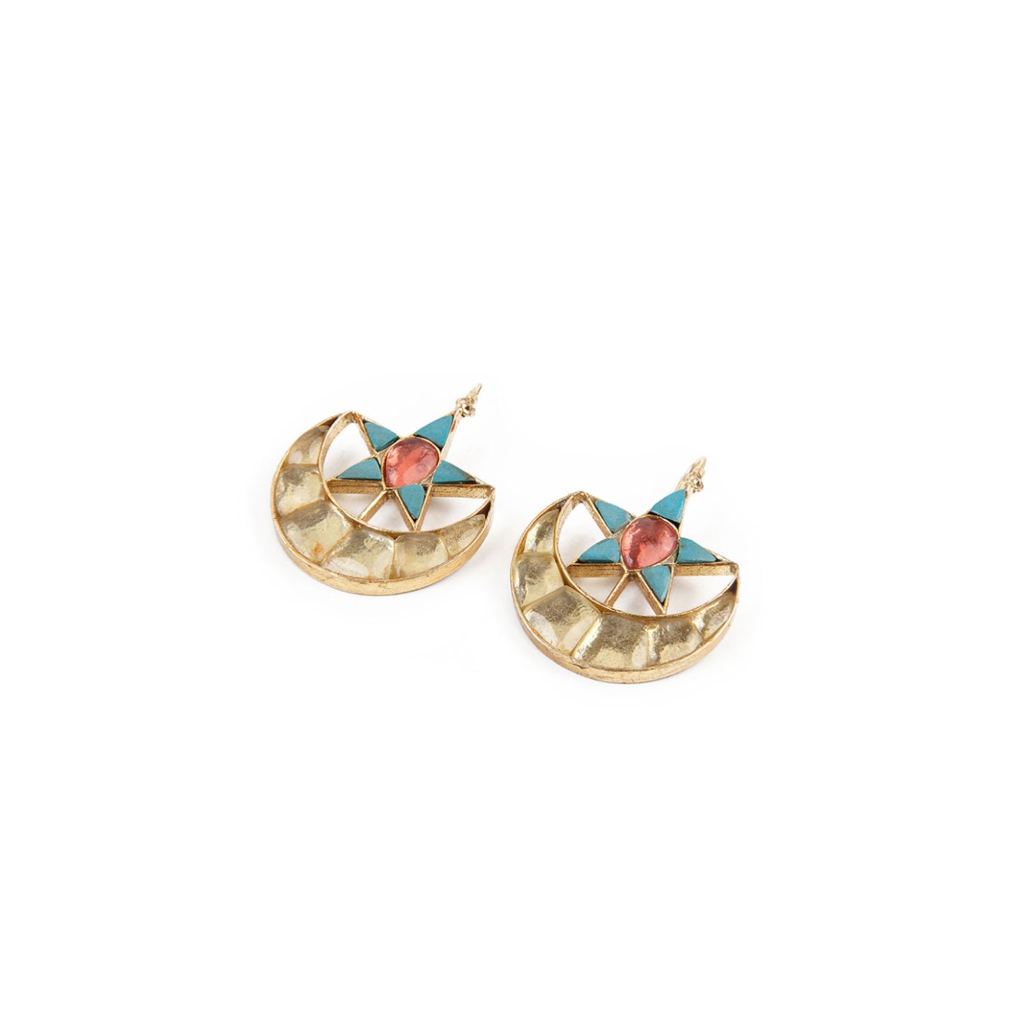 Chand Tara Earrings - Gold and Turquoise