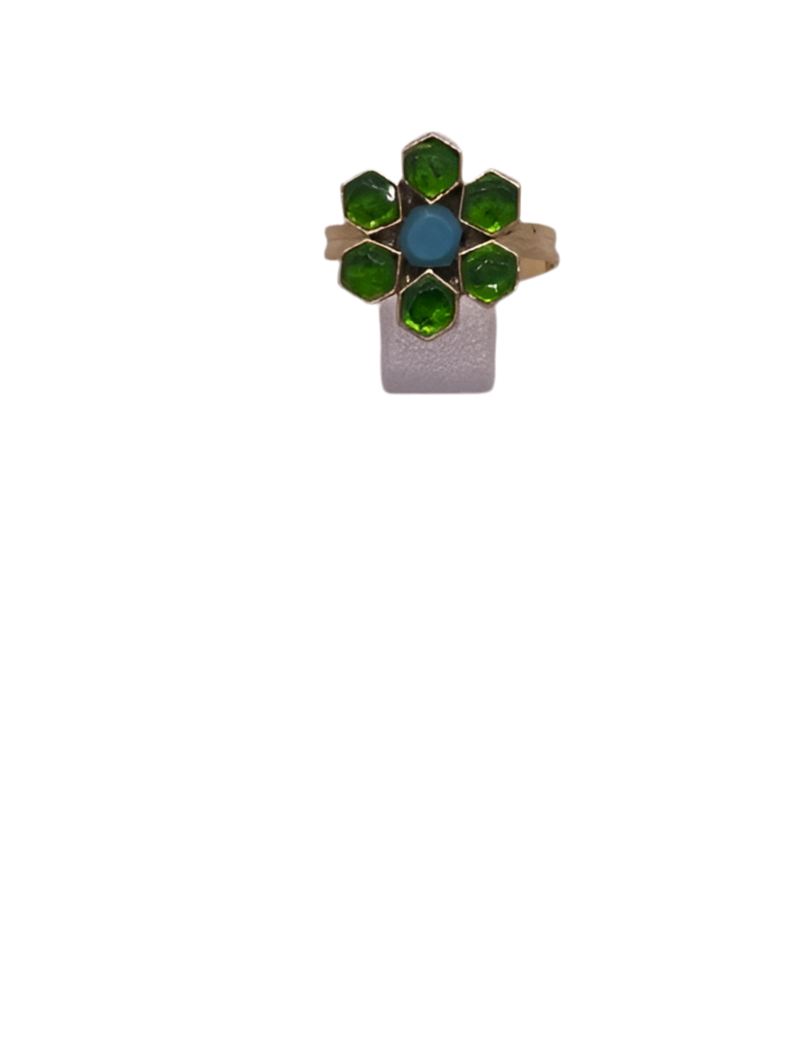 Arabesque Flower Ring - Green & Blue