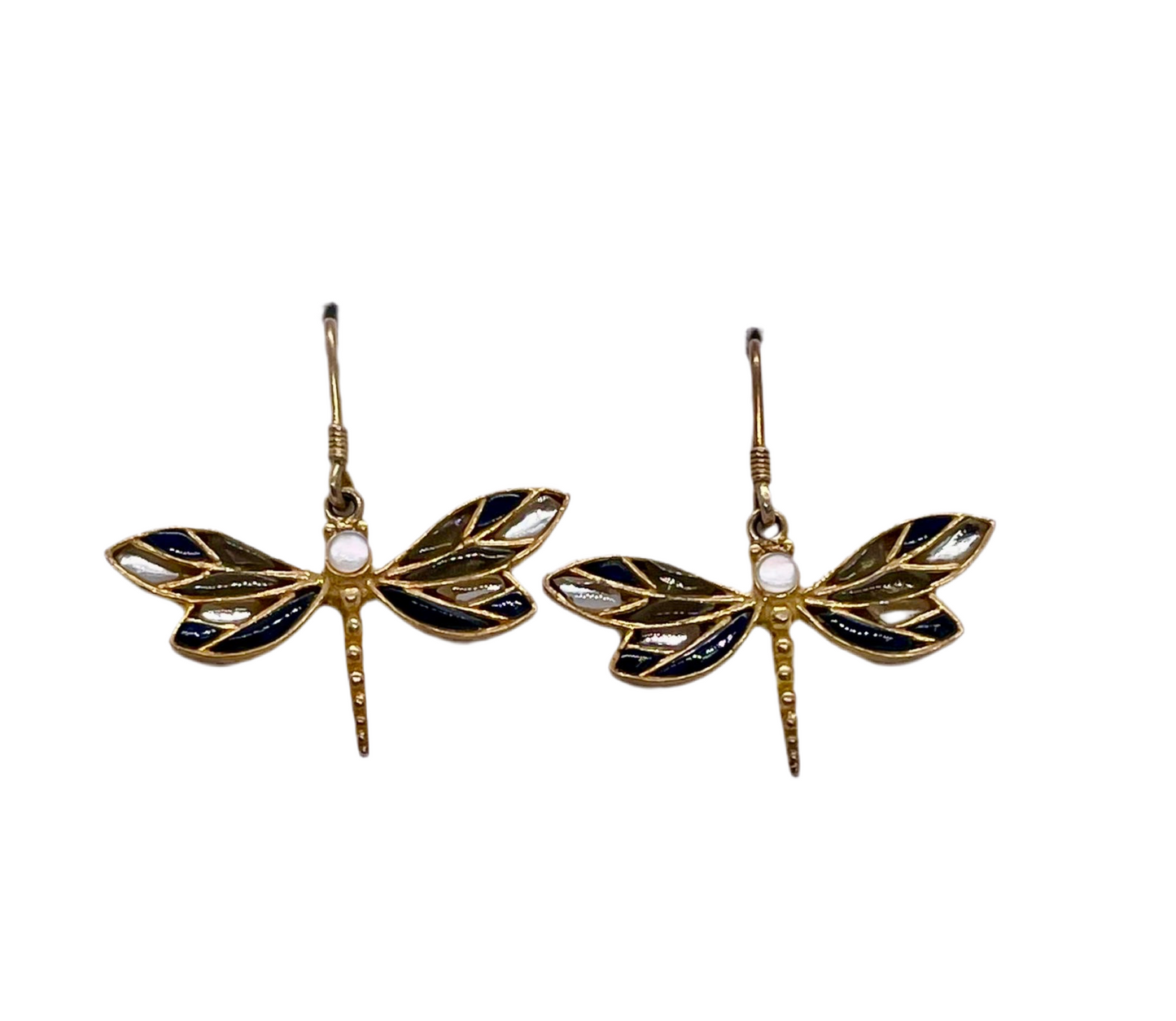 Dragonfly Earrings: Blue, Grey & Silver SOLD