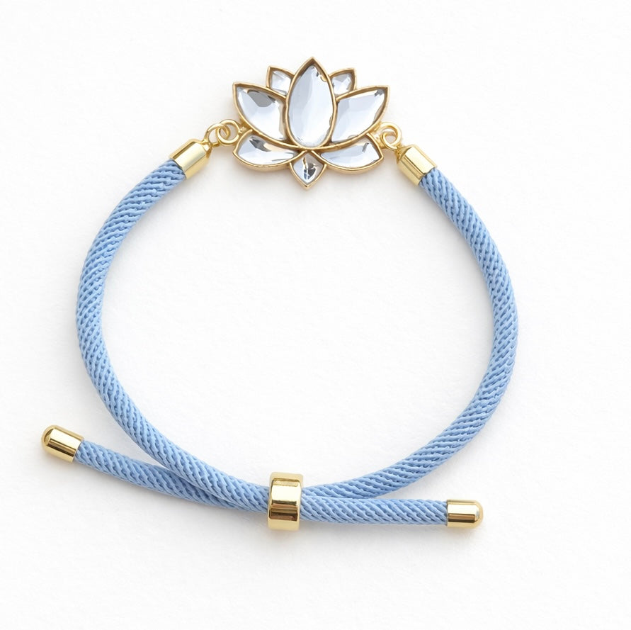 Cord Bracelet: Serene Lotus, Baby Blue Cord