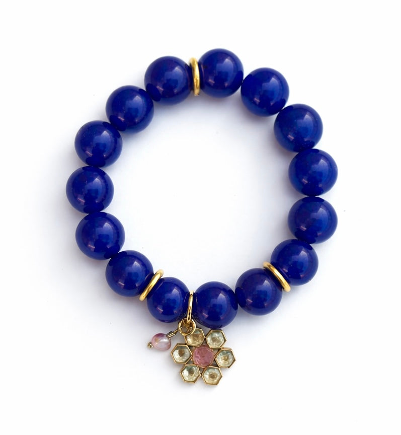Stretch Bracelet: Lapis Flower