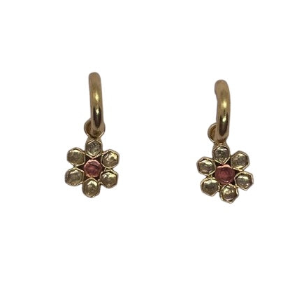Arabesque Flower Mini Hoops - Yellow & Pink