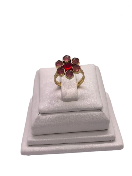 Arabesque Flower Ring - Pink & Red
