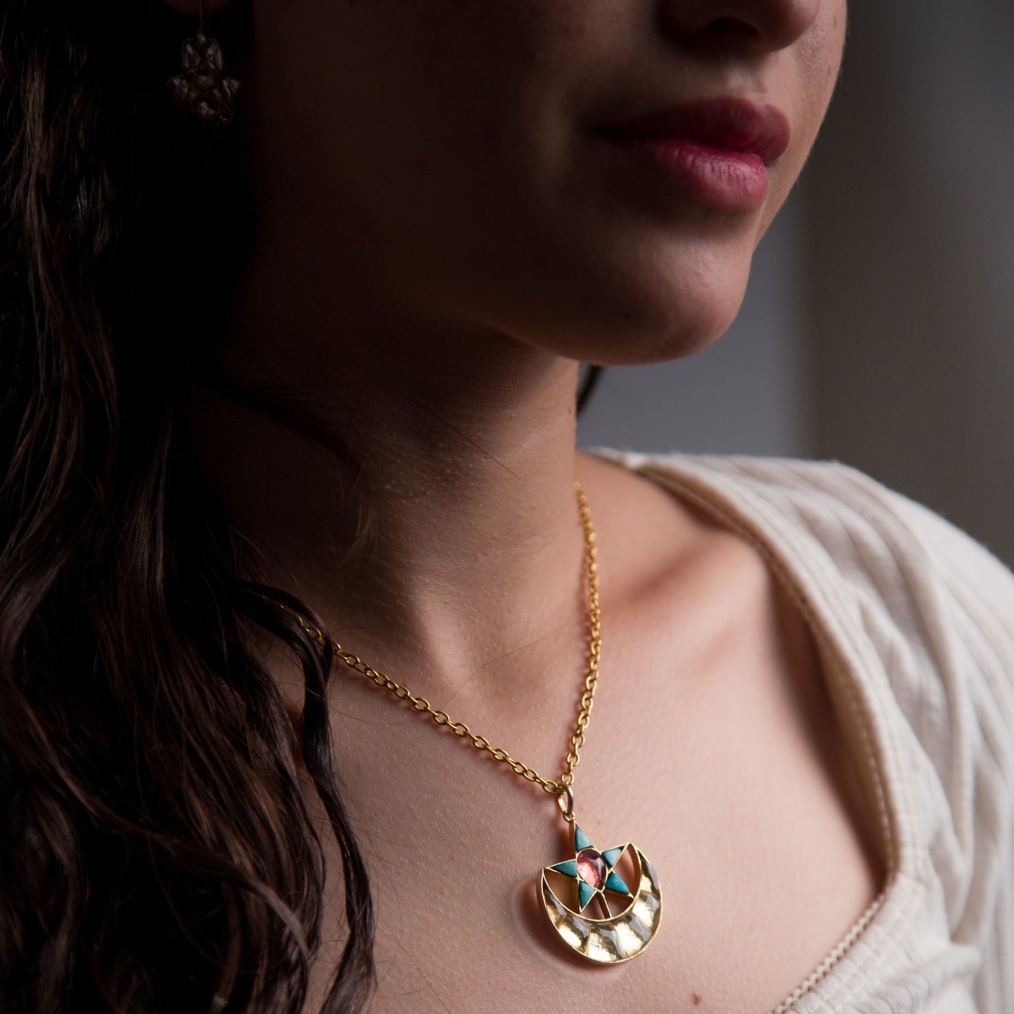 Chand Tara Pendant - Turquoise and Gold