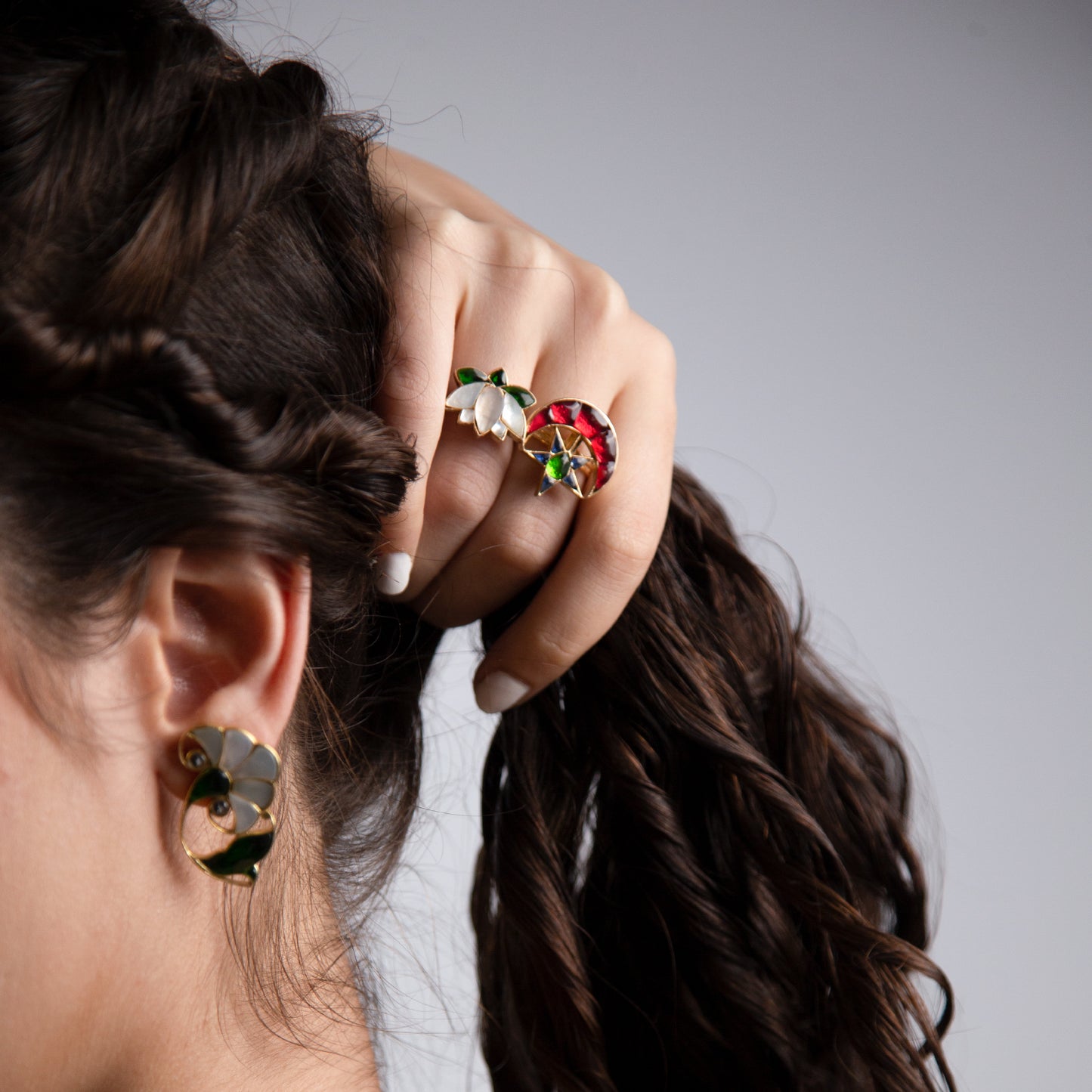Lotus Ring - White and Green