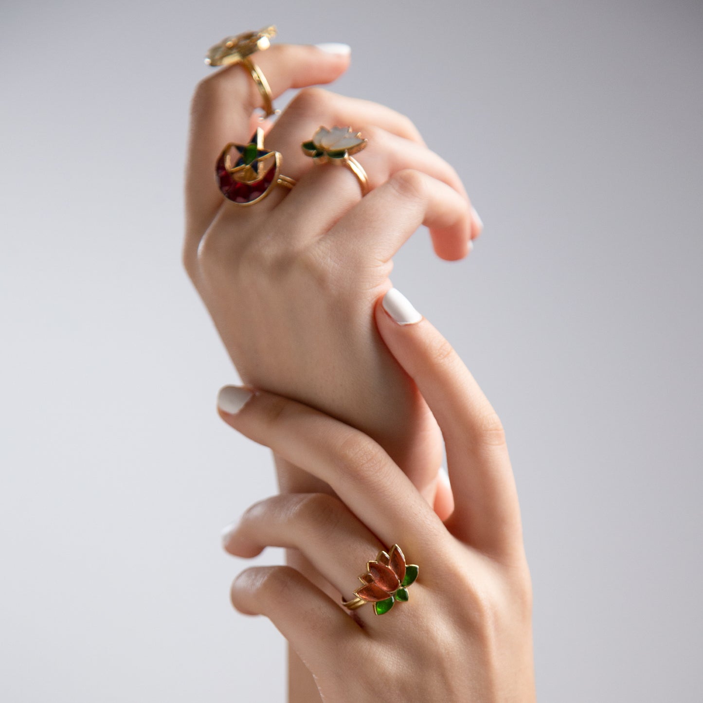 Lotus Ring - Pink and Green.