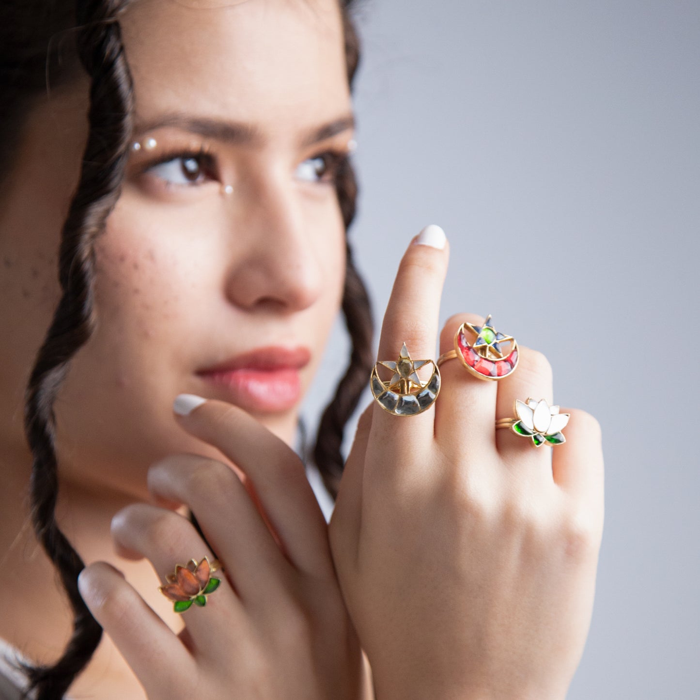 Lotus Ring - White and Green