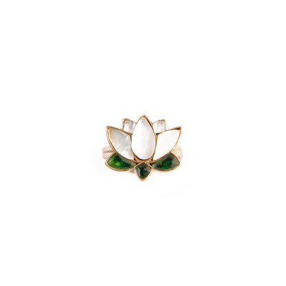 Lotus Ring - White and Green