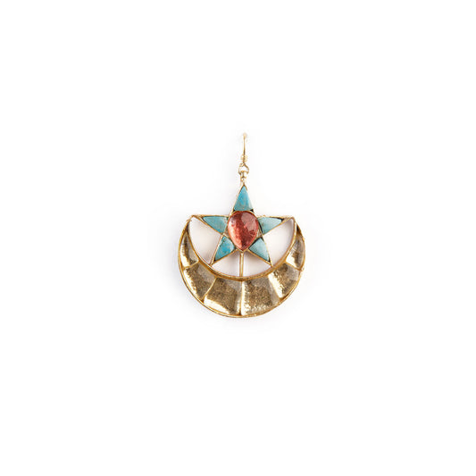 Chand Tara Earrings - Gold and Turquoise