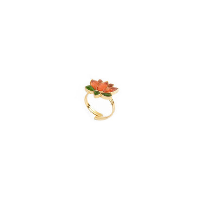 Lotus Ring - Pink and Green