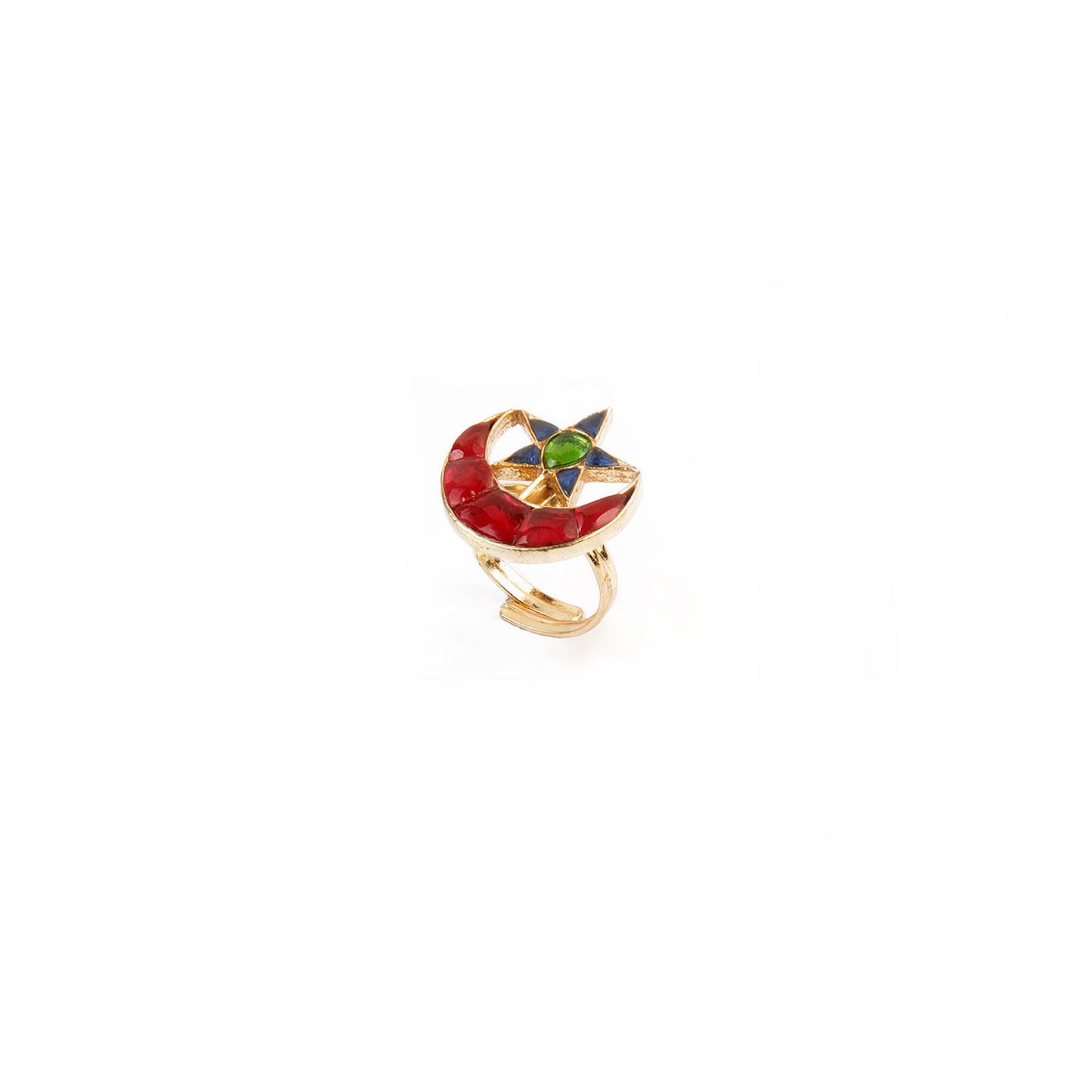 Chand Tara Ring - Red, Blue and Green