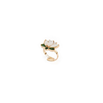 Lotus Ring - White and Green