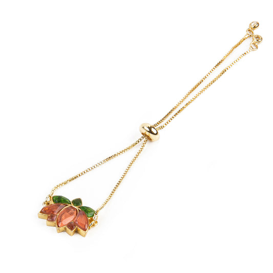 Lotus Chain Bracelet - Pink and Green