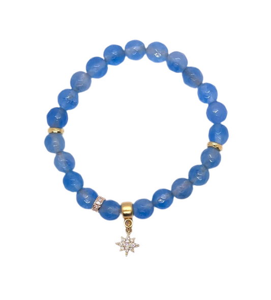Petit Charm Bracelet: Blue with 8 Point Star Charm
