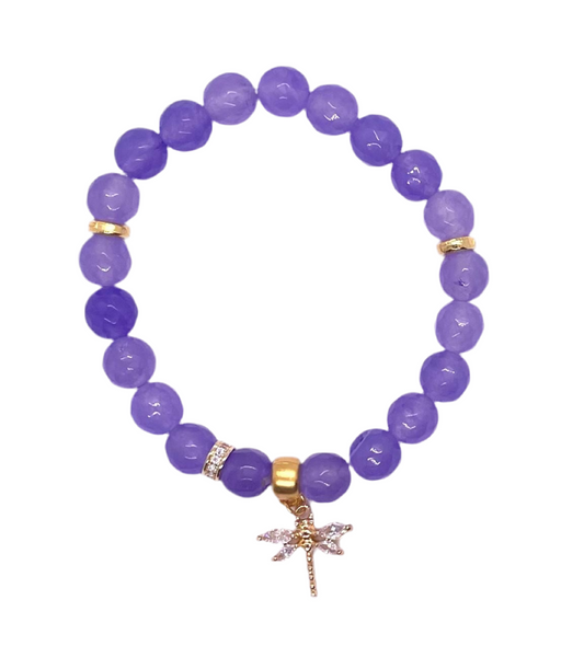 Petit Stretch Bracelet: Mauve with Dragonfly Charm