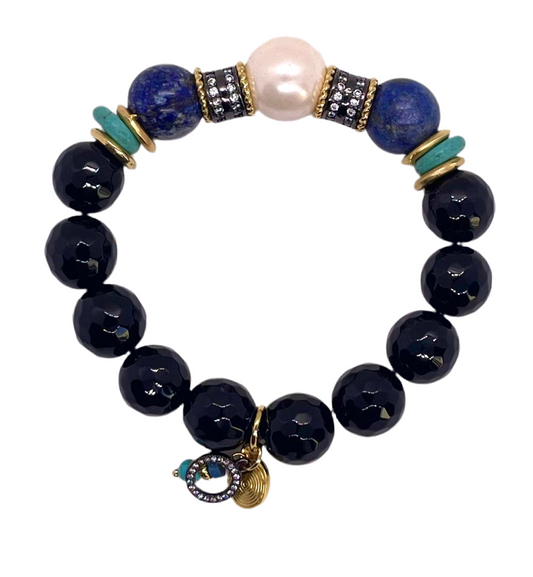 Stretch Bracelet: Black & Blues