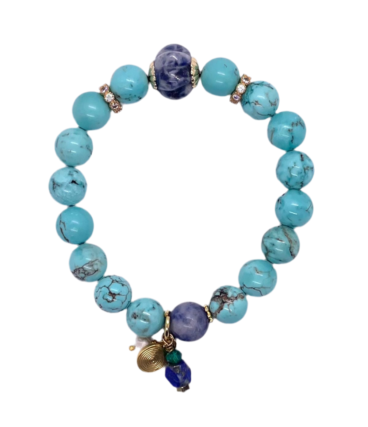 Stretch Bracelet: Turquoise with Pearl Charm