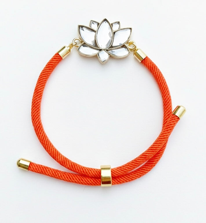 Cord Bracelet: Serene Lotus, Orange Cord