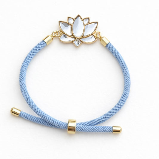Cord Bracelet: Serene Lotus, Baby Blue Cord