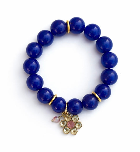 Stretch Bracelet: Lapis Flower