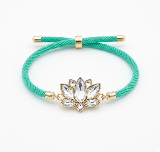 Cord Bracelet: Serene Lotus, Turquoise Cord