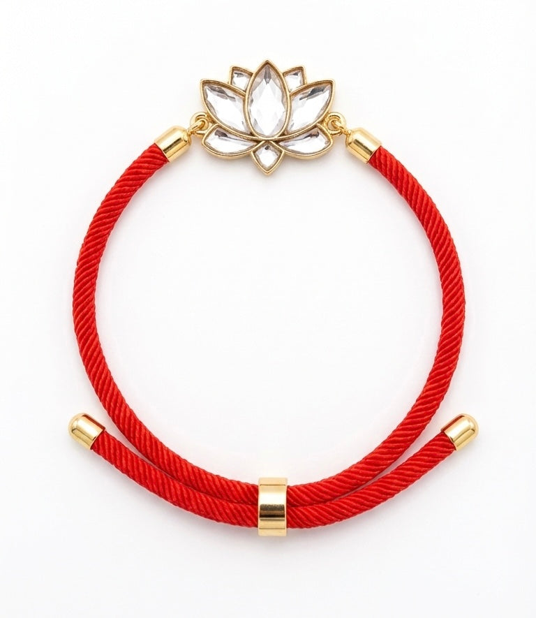Cord Bracelet: Serene Lotus, Red Cord