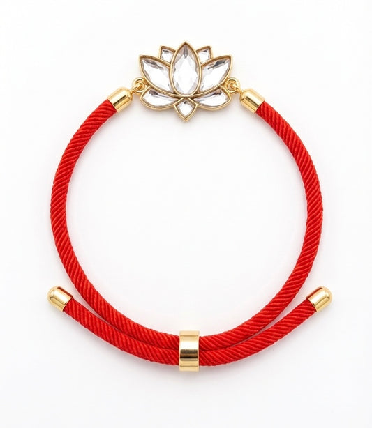 Cord Bracelet: Serene Lotus, Red Cord