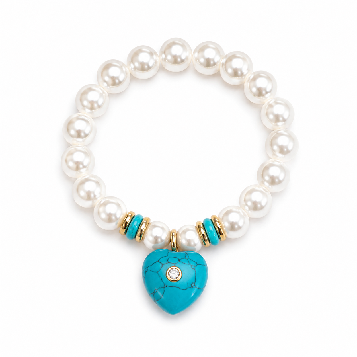 Stretch Bracelet: Chubby Heart in Pearl