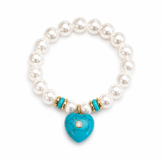 Stretch Bracelet: Chubby Heart in Pearl