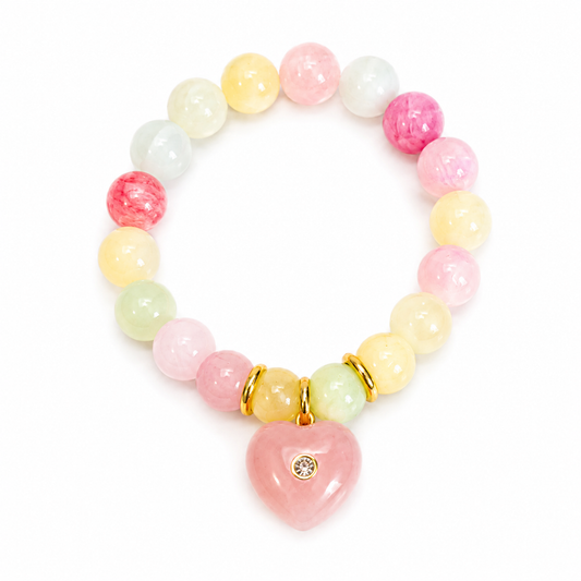 Stretch Bracelet: Chubby Heart in Candy