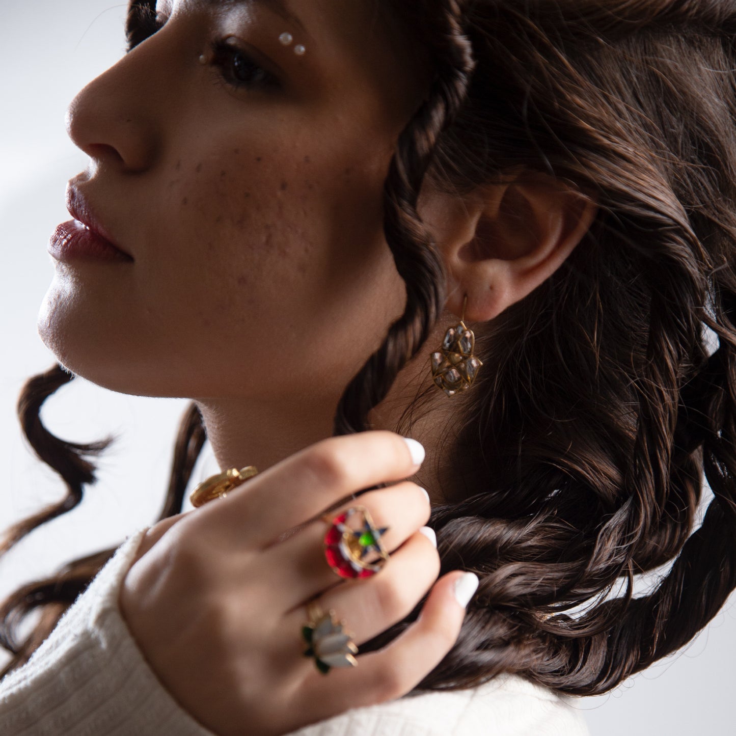 Hamsa Earrings - Silver and Gold