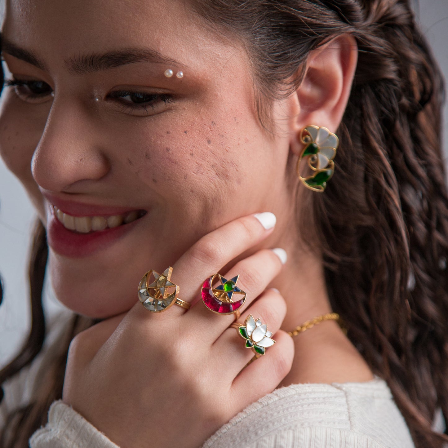 Chand Tara Ring - Red, Blue and Green SOLD