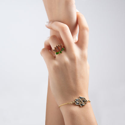 Hamsa Chain Bracelet - Silver and Gold