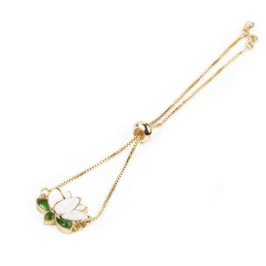 Carnation Chain Bracelet - Gold and Green