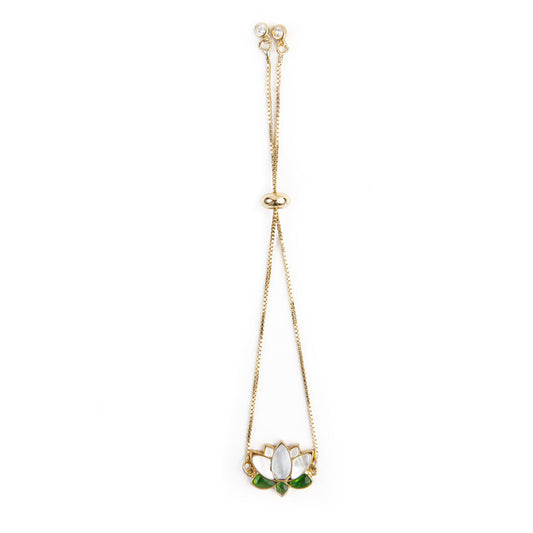 Lotus Chain Bracelet - White and Green